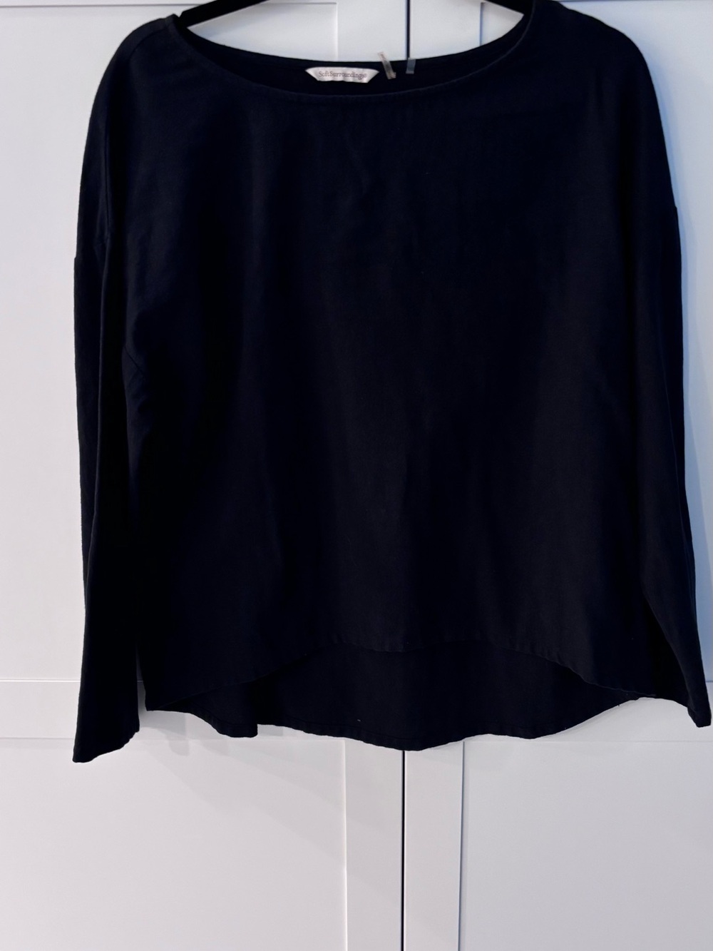Soft Surroundings Black Top with Cream Label